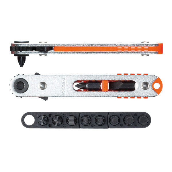 Mini cliquet extra plat td-76 + jeu de 8 embouts (philips/fente/hexagonal)