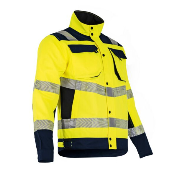 Blouson haute visibilite reflexion marine/jaune