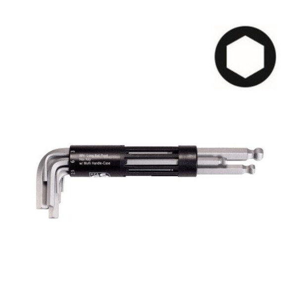 Cle male 6 pans a tete spherique longue, 2 a 10 mm (jeu de 8)