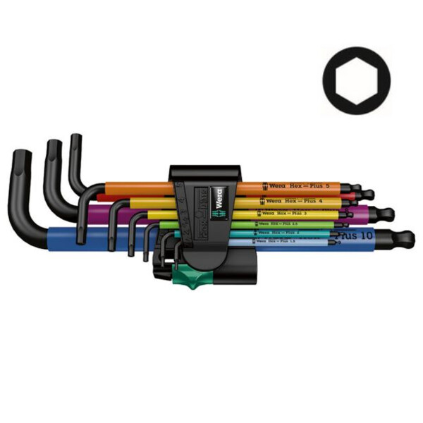 Cle male 6 pans tete spherique 950/9 spkl hex-plus multicolour 1 sb (jeu de 9)