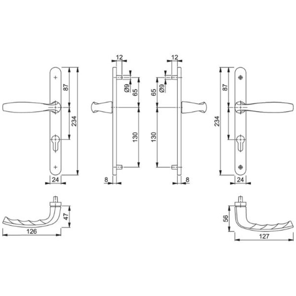 Poignée de porte étroite  étanche aev new-york saillie  normale