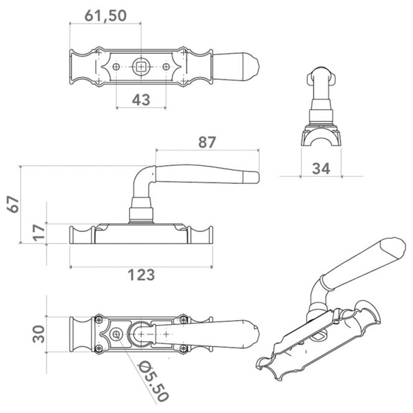 Fausse crémone béquille vénus