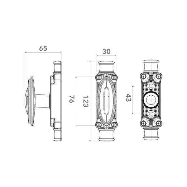 Fausse crémone bouton ovale