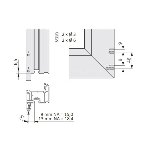 Fiche d'angle à brocher 12 mm titan