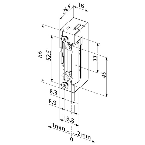 Gâche électrique étroite