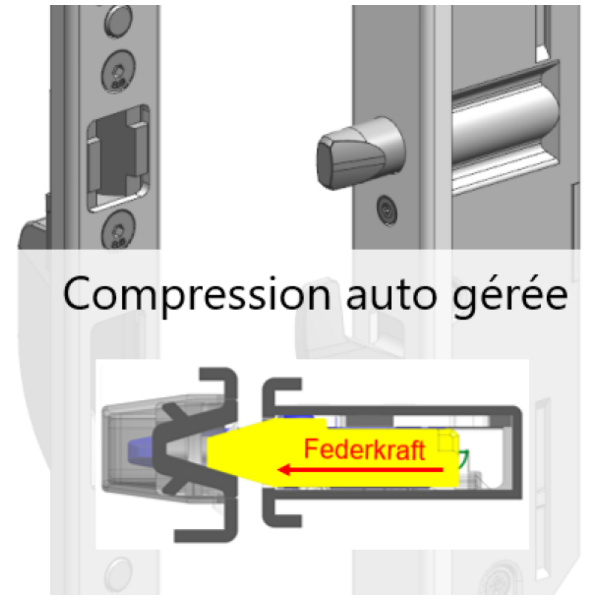Gâche filante bs3700 standard - alu clamée