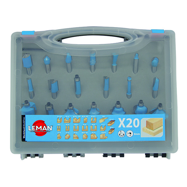 Meche de defonceuse assorties queue 8 mm (coffret de 20)