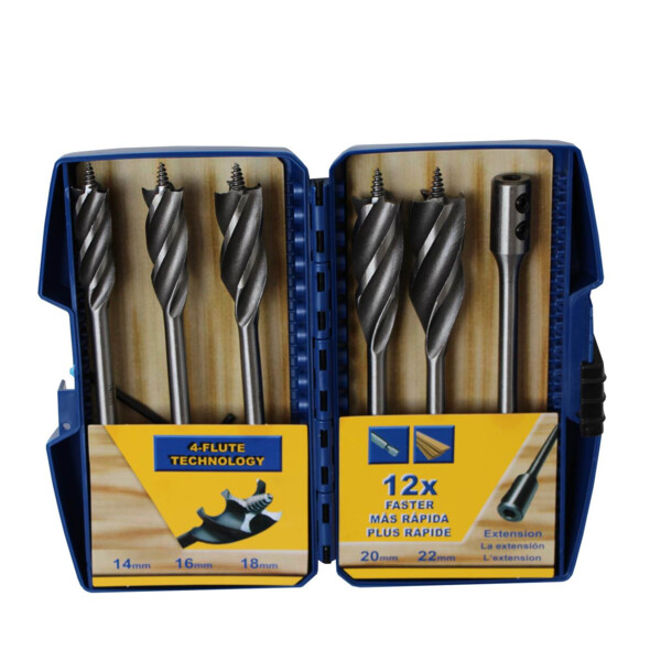 Meche rapide 4 spirales 14 a 22 mm + rallonge (coffret de 6)