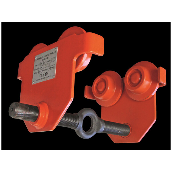 Chariot porte palan deplacement par poussee