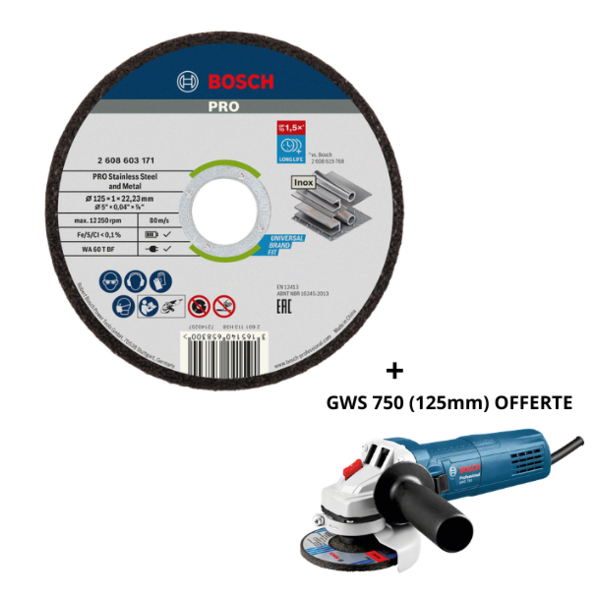 Kit 200 disques pro std inox 125x1 + gws750
