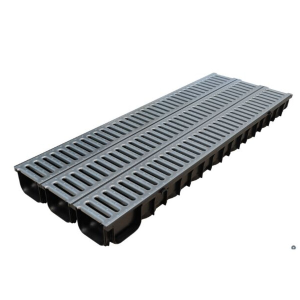 Kit 3m caniveau midi avec grille galva +kit de fond +obturateur