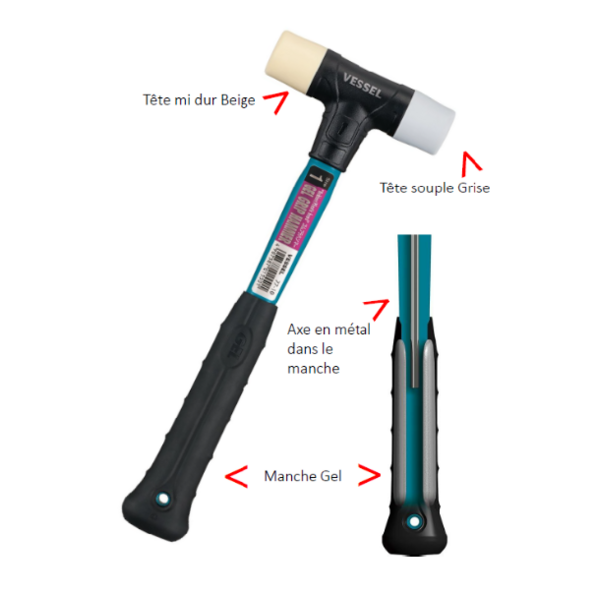 Massette poignée gel tête plastique et caoutchouc