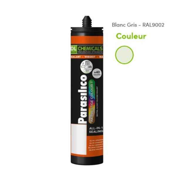 Mastic silicone prestige colour ton blanc cart300ml