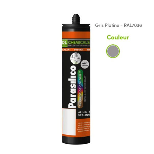 Mastic silicone prestige colour ton gris cart300ml