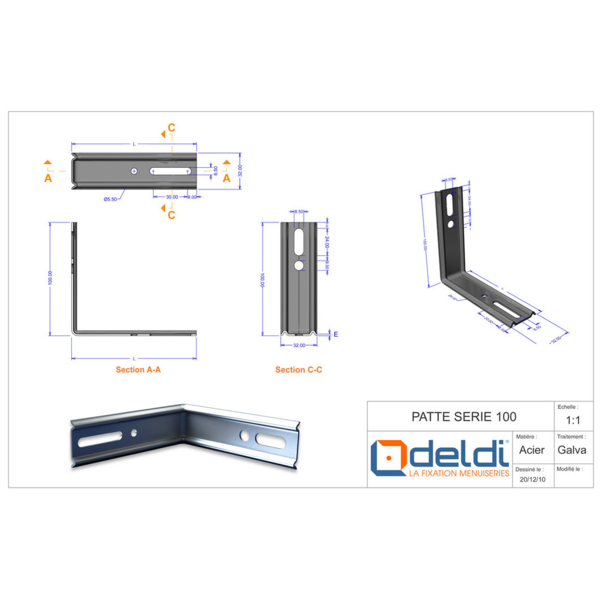 Patte d'appui ep 1,5 serie 100