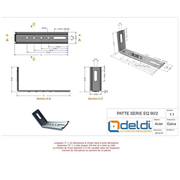 Patte équerre 70x50