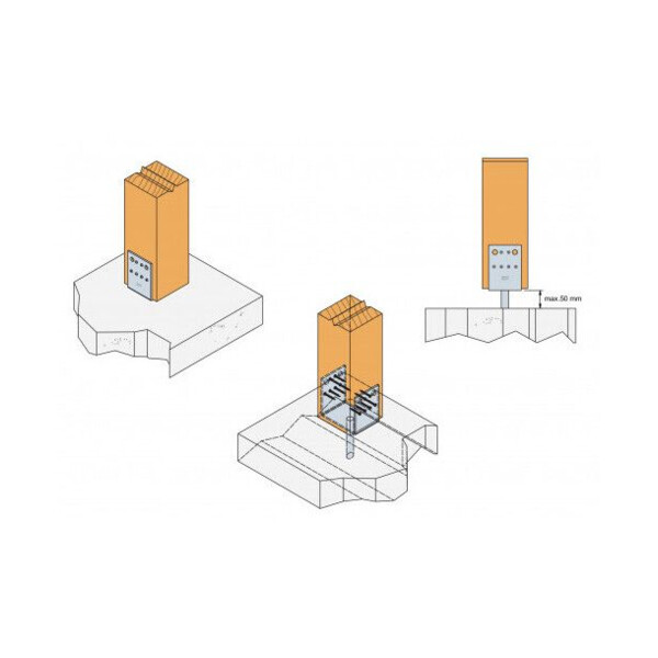 Pied de poteau en u a sceller ppd