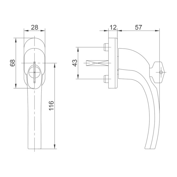 Poignée de fenêtre à clé rio