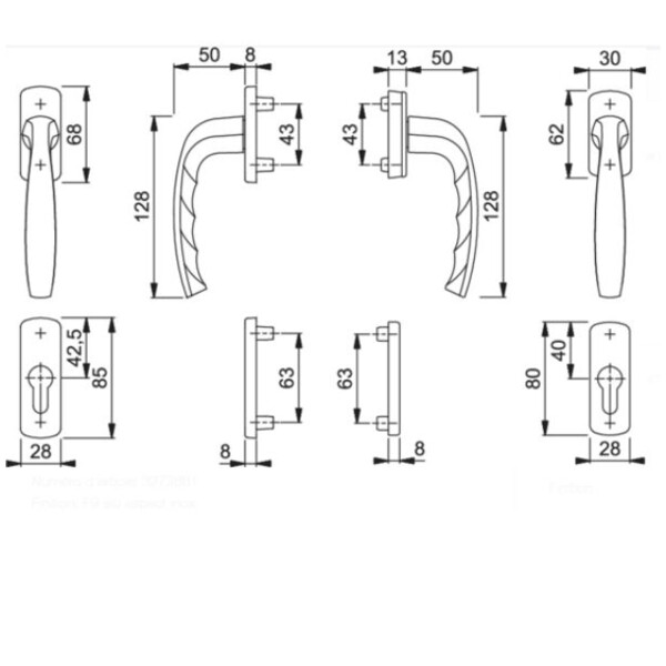 Poignée de porte-fenêtre  new-york à clé saillie  normale
