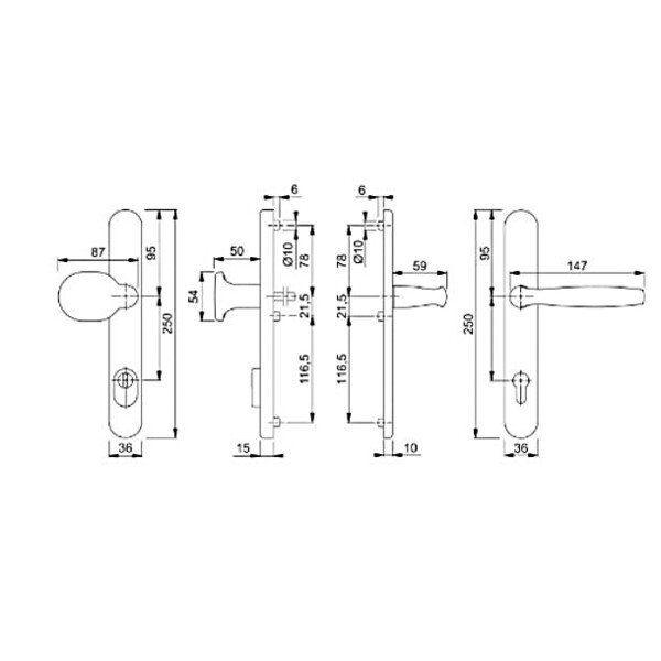 Poignée de porte palière  étroite new-york a2p