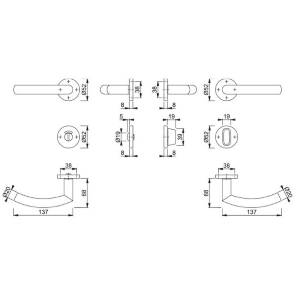 Poignée sur rosace trondheim