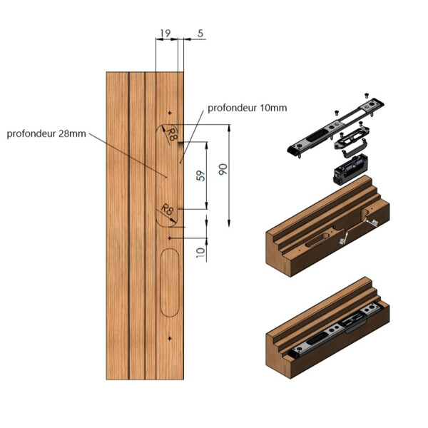 Rampe gâche électrique fuhr pour bois