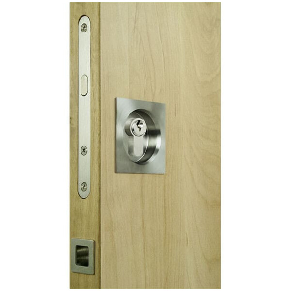 Serrure + cuvette ronde clé i inox galandage