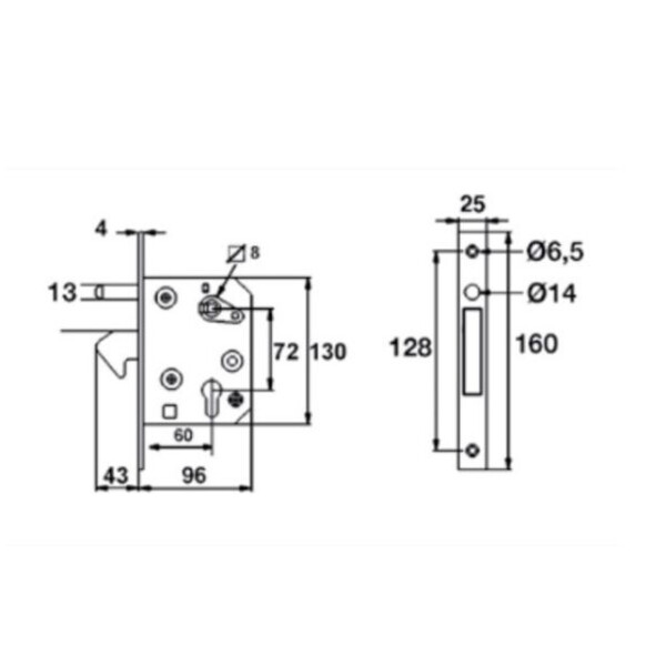 Serrure a crochet avec gache