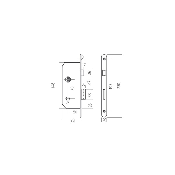 Serrure à larder 1/2 t - monomax nf