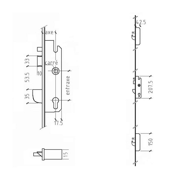 Serrure bs3700 standard - têtières 26 à 34