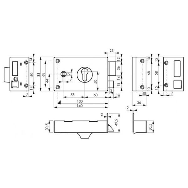 Serrure en applique pour grille et portail a cylindre europeen "protect"