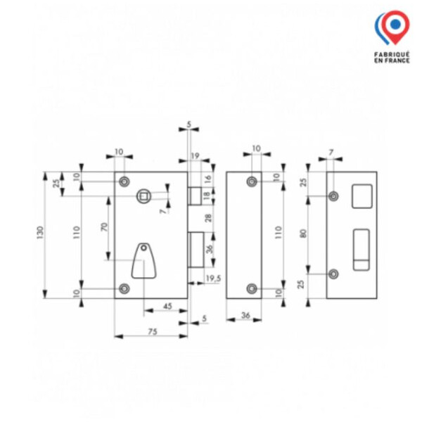 Serrure en applique pour grille et portail a cylindre europeen "protect"