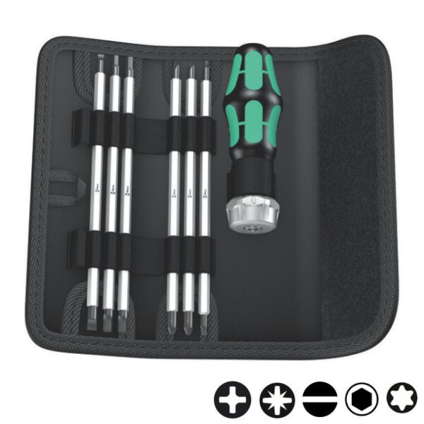 Tournevis cliquet  porte-embout kompakt kraftform vario ra sb (jeu de 7)