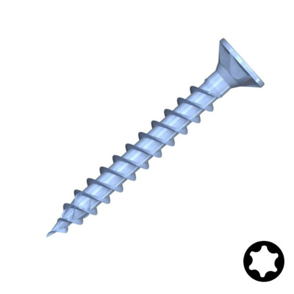 Vis a bois dns plus tete fraisee acier zingue bleu