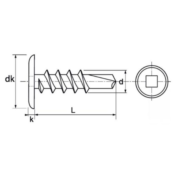 Vis autoperceuses tête crantée large carrée