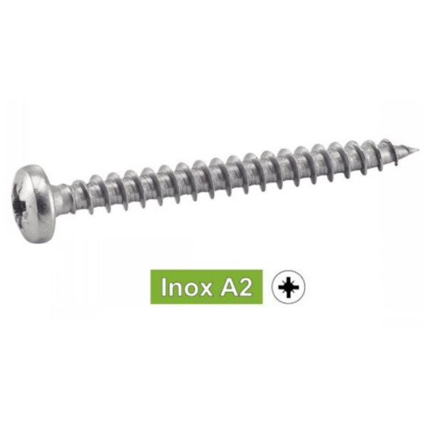 Vis bois inox tête ronde pozi