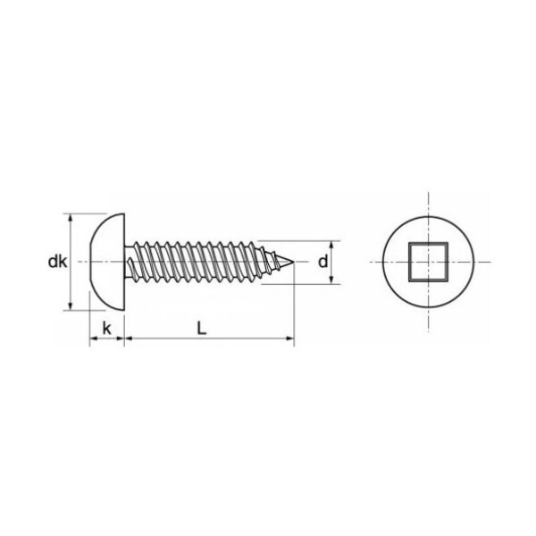 Vis tôle inox tc empreinte carrée
