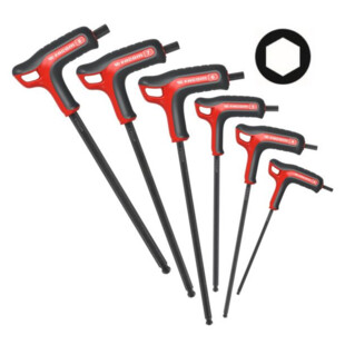 CLE MALE POIGNEE EN ''T'' 6 PANS TETE SPHERIQUE (JEU DE 6) Facom