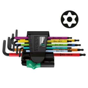 CLE MALE TORX TETE SPHERIQUE 967/9 PKL TX 1 SB (JEU DE 9) Wera