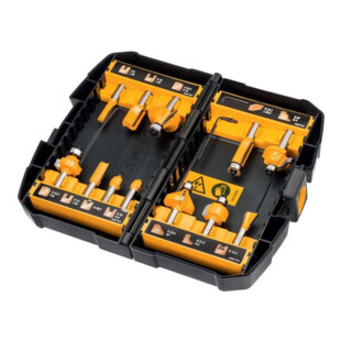COFFRET 12 FRAISES BOIS QUEUE 8MM DIVERS PROFILS Dewalt