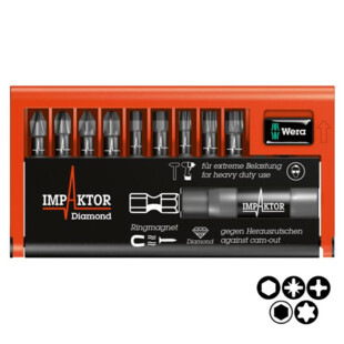 COFFRET D'EMBOUTS BIT-CHECK 10 IMPAKTOR 1 SB (10 PIECES) Wera