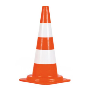 CONE DE SIGNALISATION PE ORANGE FLUO 50CM 2 BANDES BLANCHES BS50B Vinmer
