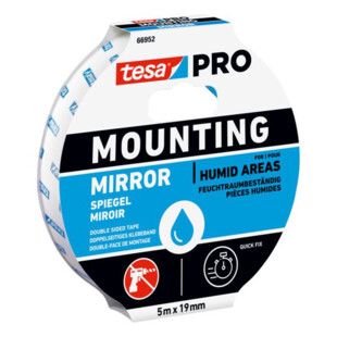 DOUBLE-FACE DE MONTAGE MOUSSE SPECIAL SALLE DE BAINS 66952  BLANC 5M X 19MM Tesa