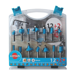 MECHE DE DEFONCEUSE ASSORTIES QUEUE 8 MM (COFFRET DE 14) Leman