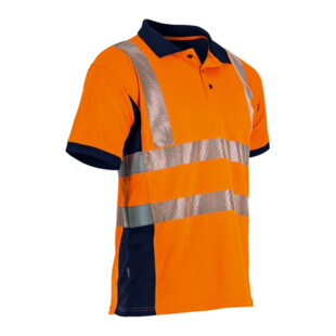 POLO MANCHE COURTE HAUTE VISIBILTE PREVOYANCE MARINE/ORANGE Lma Lebeurre