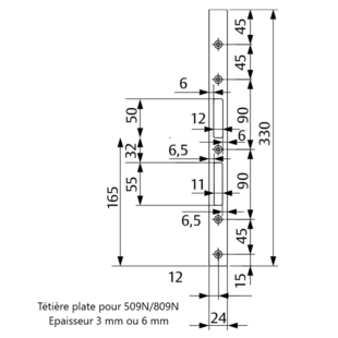 Tétière plate pour 509N-809N-519N-819N Eff Eff