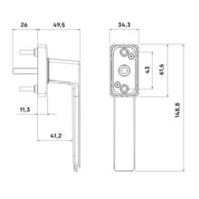 Poignée de fenetre delta pro carre de 7x26 mm
