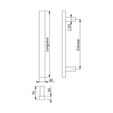 Poignée de tirage simple 20x40 droit inox