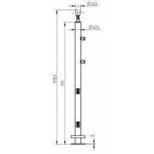 Poteau d'extrêmité verre + lisses