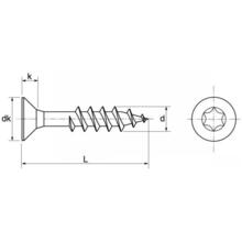 Vis bois tête fraisée torx inox 